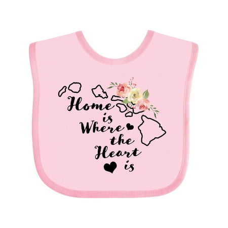 

Inktastic Hawaii Home is Where the Heart is with Watercolor Floral Gift Baby Boy or Baby Girl Bib