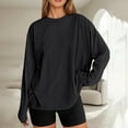 thumbnail image 2 of Telankuip Womens Long Sleeve Oversized T Shirts Basic Solid Color Crewneck Workout Tee Tops 2025 Fall Winter Loose Fit Casual Stylish Workout Clothes Black S, 2 of 6