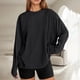 thumbnail image 1 of MHFRRA Camiseta de Manga Larga Oversize de Moda, Informal, Básica, con Cuello Redondo, para Uso Diario. Negro, 1 of 5