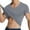 #Gray, variant on DPTALR Men's Seamless Stretch Slim-Fit Solid Color V-Neck Short Sleeve Workout T-Shirt for Fitness & Outdoor,Light Blue, XXXXL