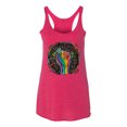 thumbnail image 2 of Wild Bobby The Power of Unity Colorful Fist Puff Print Fashion Tri-Blend Racerback Tank Top, Shocking Pink, Small, 2 of 6
