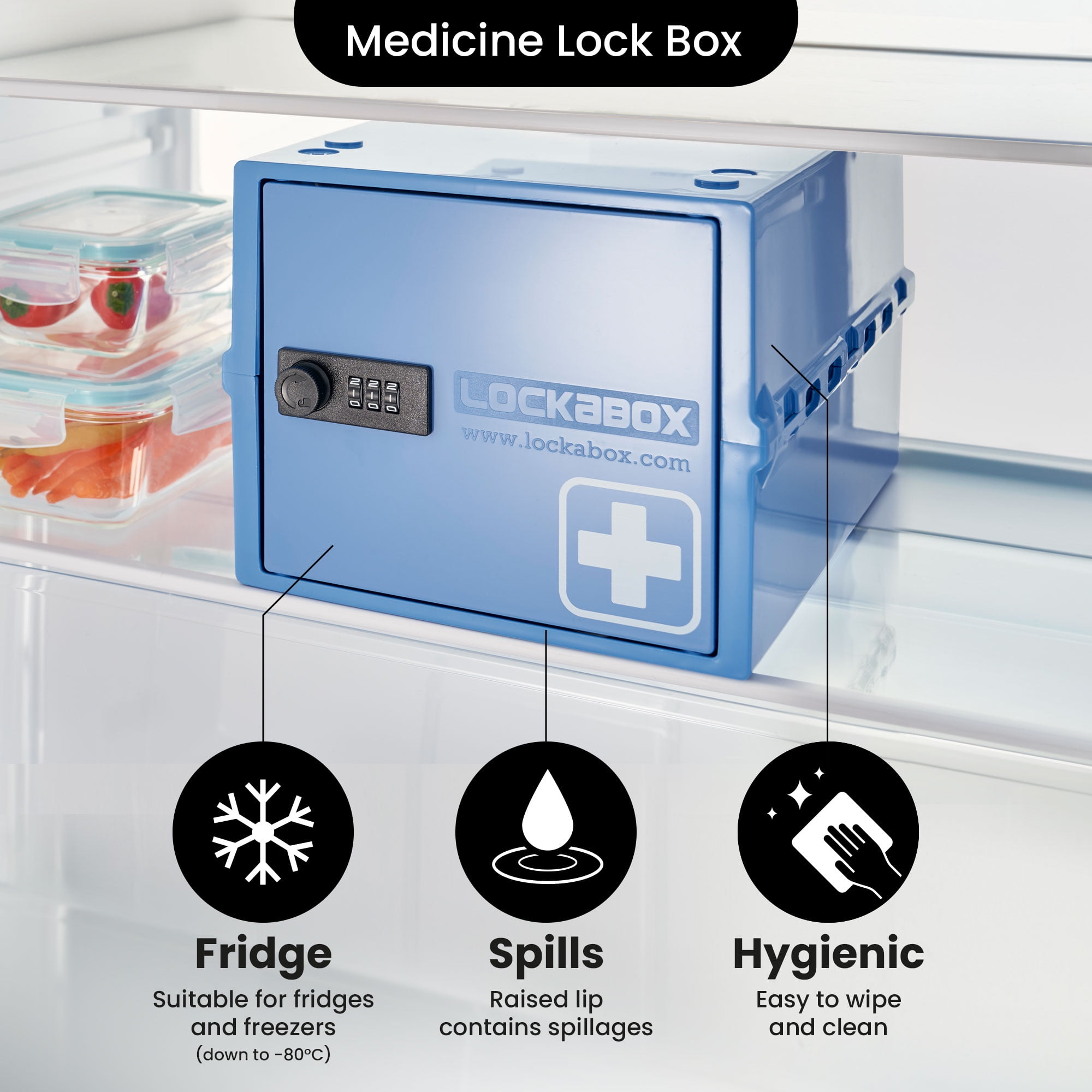 Lockabox One™ Medi Blue | Premium Medicine Storage Box | 10 Litre Combination Lock Box For Food, Medicine & Home Safety | BPA-Safe