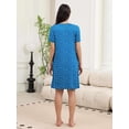 thumbnail image 4 of Ekouaer Nightgowns for Women with Pockets Button Front Short Sleeve House Dresses Floral Print Mumu Dress MooMoo Dresses, 4 of 8
