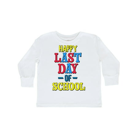 

Inktastic Happy Last Day of School red yellow and blue Gift Toddler Boy or Toddler Girl Long Sleeve T-Shirt