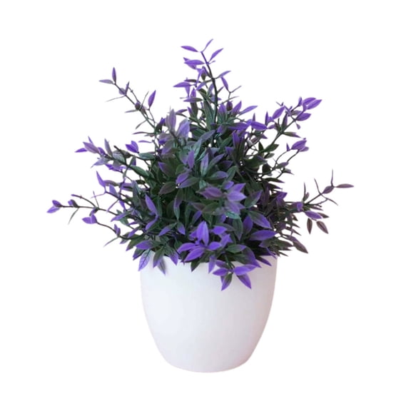 8.6 Inch Artificial Potted with Purple Leaves, Realistic Greenery for Indoor Home Decor, Living Room Bathroom Office Desk Tabletop Farmhouse Shelf Decorations
