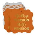 thumbnail image 3 of Inkdotpot Pack Of 100 Real Gold Foil Bracket Shape Paper Tags Good Bye Tension Hello Pension Retirement Favor Hang Tags, 3 of 7