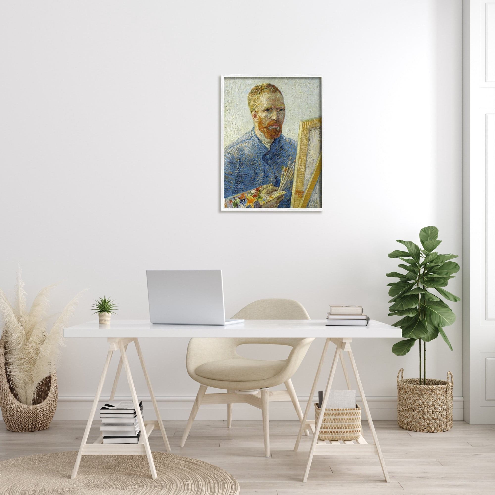 Stupell Industries Zeegezicht als Schilder van Gogh Painting Self-Portrait Painting Painting White Framed Art Print Wall Art, Design by one1000paintings