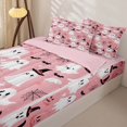 thumbnail image 3 of Manfei Adorable Ghost Print Zipper Full Size Comforter Sets with Fitted Sheet and 2 Pillowcases for Kids, Pink Halloween Pumpkin Bow Zipper Bedding Set, Pink Reversible, 4 Pieces, 3 of 6