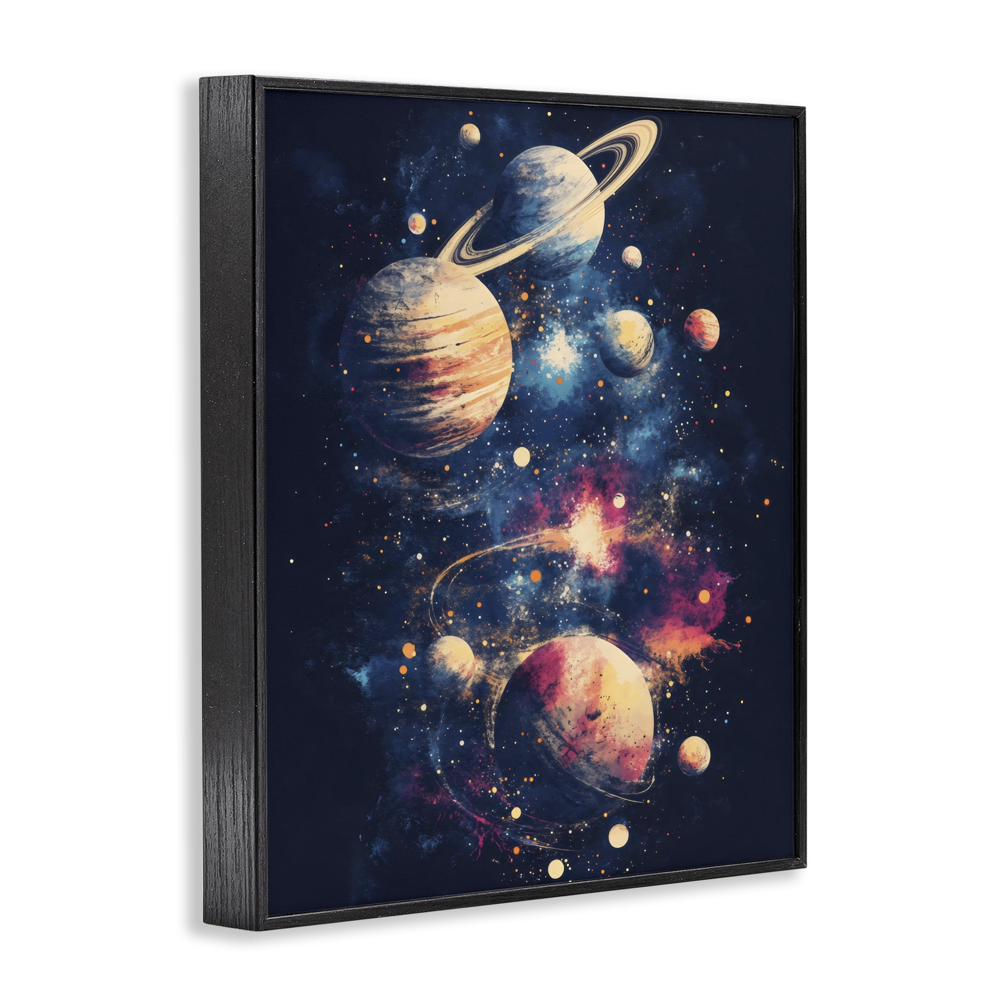 Stupell Industries Cosmic Planet Curiosities Black Framed Giclee Art, design by Creative Studio