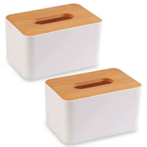 2 Pack Plastic Tissue Box Cover, White Rectangle Dryer Sheet Holder, Decorative Tissue Dispenser Container for Bathroom Laundry Decor Car Toilet Drawer Kitchen