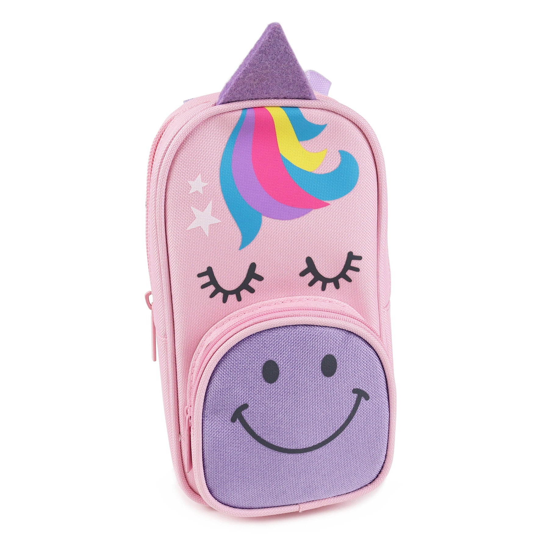 Pen+Gear Novelty Unicorn Face Backpack Shaped Pencil Pouch with Strap, Pink Polyester, Elementary School and Preschool