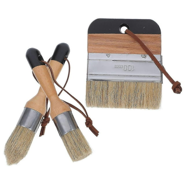 Brushes Painting Applying Wax Home Decor Projects Brush Flat Round Furniture Paint Tool 3Pcs