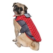 Vibrant Life Pet Jacket for Dogs and Cats: Red Honeycomb with Grey Piecing, Reflective Trim, Size S