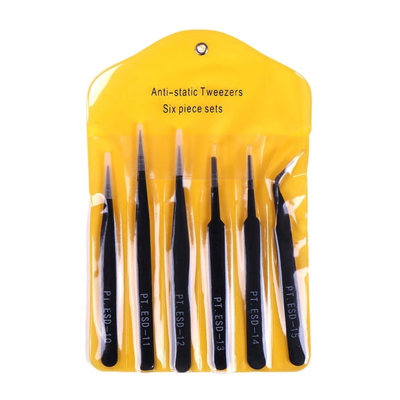 6Pcs Anti-static ESD Tweezers Repair Tool Precision Curved Straight TweezerT WA