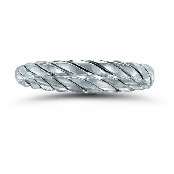 SZUL Women's 1.7MM Braided Rope Twist Wedding Band in 14K White Gold