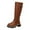 Khaki, variant on Women's Knee High Riding Boots Chunky Lug Sole Trendy Buckle Strap Waterproof Leather Zipper Tall Motorcycle Booties