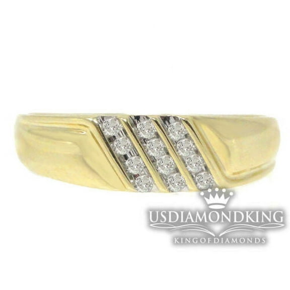 MEN'S NEW 10K YELLOW GOLD GENUINE REAL DIAMOND WEDDING ANNIVERSARY RING BAND SZ10