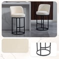 thumbnail image 4 of S-HOME Modern Linen Fabric Counter Height Bar Stools Set of 2 with Backrest and Footrest for Dining Experience, Beige, 4 of 17