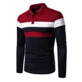 thumbnail image 3 of Oucaili Polo de empalme de rayas para hombres Tops de manga larga Tops básicos de invierno Blusa Jersey, 3 of 3