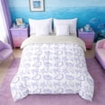 thumbnail image 3 of Manfei Purple White Seashell Bow Starfish Twin Bedding Sets for Kids Girls, Cartoon Sealife Bedding Comforter Set, Gray Reversible 7 Pieces, 3 of 6