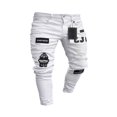thumbnail image 4 of Fashion Men‘s Ripped Skinny Jeans Destroyed Frayed Slim Fit Denim Pants Zipper Blue M, 4 of 5