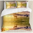 thumbnail image 3 of Ambesonne Apartment Horse Valley in South with a Lake Reflection and Sun Rising Above Mountains Duvet Cover Set, 3 of 3