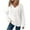 White, variant on QQAMB Womens Hoodies Sweatshirts Ribbed Knit Long Sleeve Drawstring V-Neck Casual Pullover Sweatshirt Hooded Tops