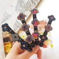thumbnail image 4 of 4PCS Satin Fabric Hair Bands, Sparkling Crystal Stone Braided Hair Clips, Braided Hair Clips with 3 Small Clips, Crystal Braided Clips with Rhinestones, Rhinestone Hair Clips for Women Girls, 4 of 5