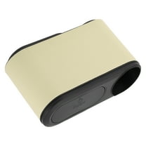 Unique Bargains Car Trash Can with Cup Holder Hanging Front Rear Seats Trash Bin Beige 1 Pcs