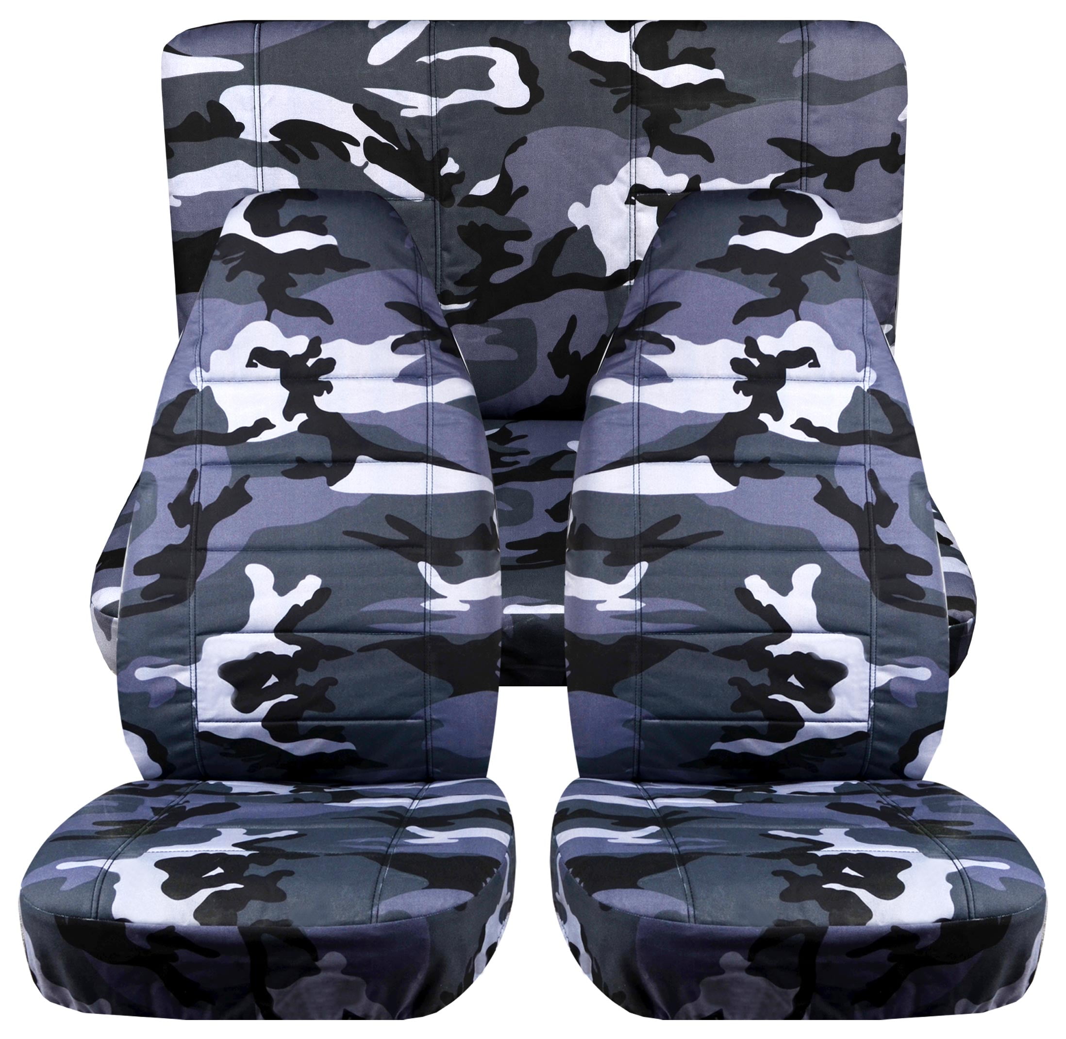 T314-Designcovers Compatible with 1997-2002 Jeep Wrangler TJ  SE,SPORT,SAHARA Camo Seat Covers:Gray Camouflage - Full Set Front&Rear  Front&Rear 