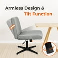 thumbnail image 5 of NEO CHAIR Criss Cross Chair No Wheels Armless&nbsp;Comfy Desk Chair Wide Vanity Makeup&nbsp;Cross Legged Office Adjustable Computer Task for Home Office Fabric (Grey), 5 of 8