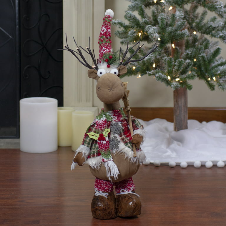 Plaid Standing Christmas Moose Figure