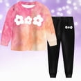 thumbnail image 2 of UAYOTSE Toddler Girls Tie Dye Pattern Crewneck Top + Flared Pants 2Pcs Boho Chic Outfit Size 8-9 Years, 2 of 9