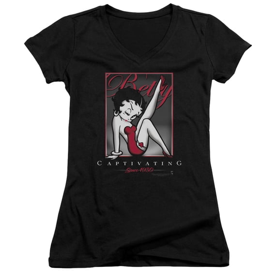 Betty Boop Captivating Junior Women's T-Shirt V-Neck Black