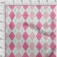thumbnail image 3 of oneOone Velvet Pink Fabric Argyle Dress Material Fabric Print Fabric By The Yard 58 Inch Wide, 3 of 4