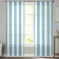 thumbnail image 3 of Aqua Striped Semi Sheer Curtains 84 Inch Length 2 Panels Set, Modern Farmhouse Blue White Stripes Sheer Kitchen Curtain Privacy Voile Window Curtain for Living Room Bedroom Rod Pocket Drapes, 3 of 7