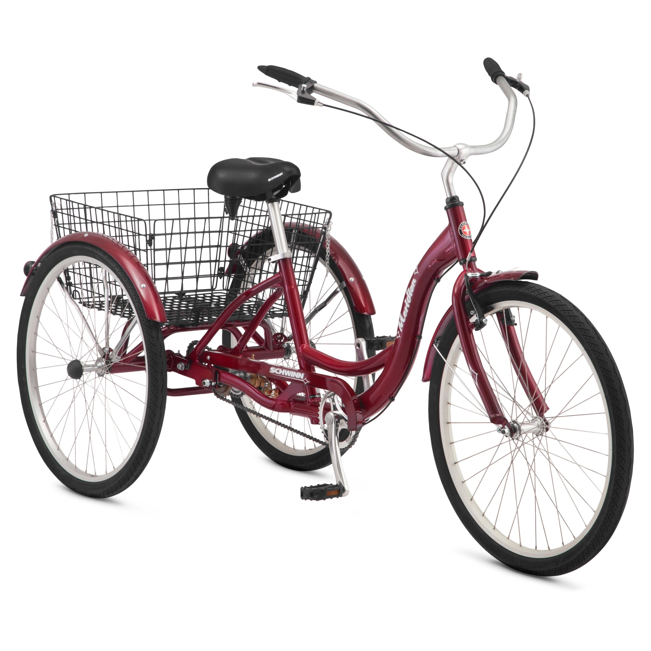 Schwinn Meridian Adult Tricycle, 26 Inch Wheels, Single Speed, Black Cherry