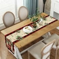 thumbnail image 4 of Red and Black Buffalo Plaid Cardinal Floral Christmas Table Runner, Seasonal Winter Holiday Kitchen Dining Table Decoration for Indoor Outdoor Home Party Decor 13 x 72 Inches, 4 of 5