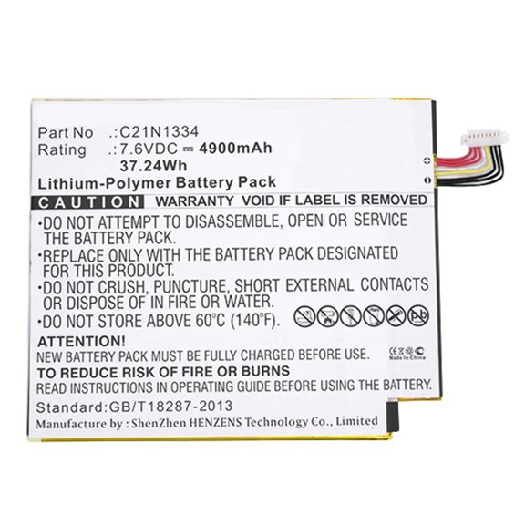 Batteries N Accessories BNA-WB-P11104 Tablet Battery - Li-Pol, 7.6V, 4900mAh, Ultra High Capacity - Replacement for Asus C21N1334 Battery