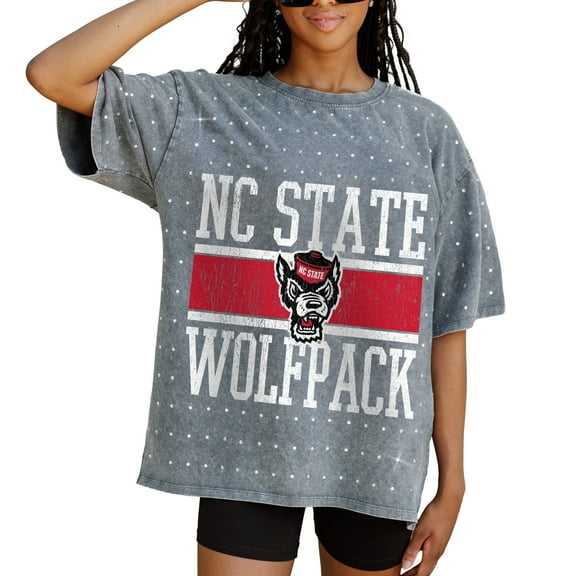 Women's Gameday Couture Gray NC State Wolfpack On the Ball Oversized T-Shirt