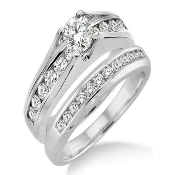 0.50 Carat Bridal Set with Round Cut Diamond in 10k white Gold
