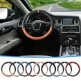 thumbnail image 5 of Steering Wheel Cover Suede Leather Non-Slip Sweat Absorbent Protective Wrap Breathable All Season Car Steering Wheel Cover Grip Enhancer for Cars Trucks Vehicles Universal Fit, 5 of 5