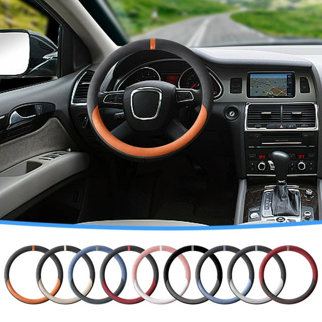 Funda Del Volante Funda De Cuero Universal Para Volante Con Forro Protector Transpirable Y Resistente Al Sudor Para Un Mejor Agarre Y Comodidad (1 Unidad) Rkxzt