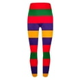 thumbnail image 5 of Visit the JURANMO Store Striped Leggings for Women Color Block High Waist Mardi Gras Tight Pants Lightweight Carnival Themed Holiday Legging Red L, 5 of 6