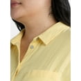 thumbnail image 4 of Time and Tru Women's Double Cloth Cotton Shirt with Long Sleeves, Sizes XS-XXXL, 4 of 5