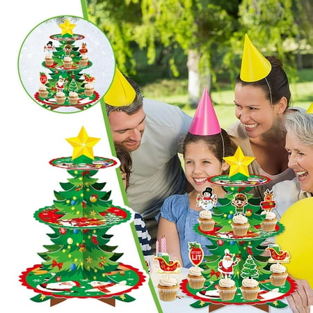 

HLONK AOVUWU Christmas Party Multi-layer Cake Tray Cake Stand Christmas Holiday Dessert Table Decoration Cake Stand