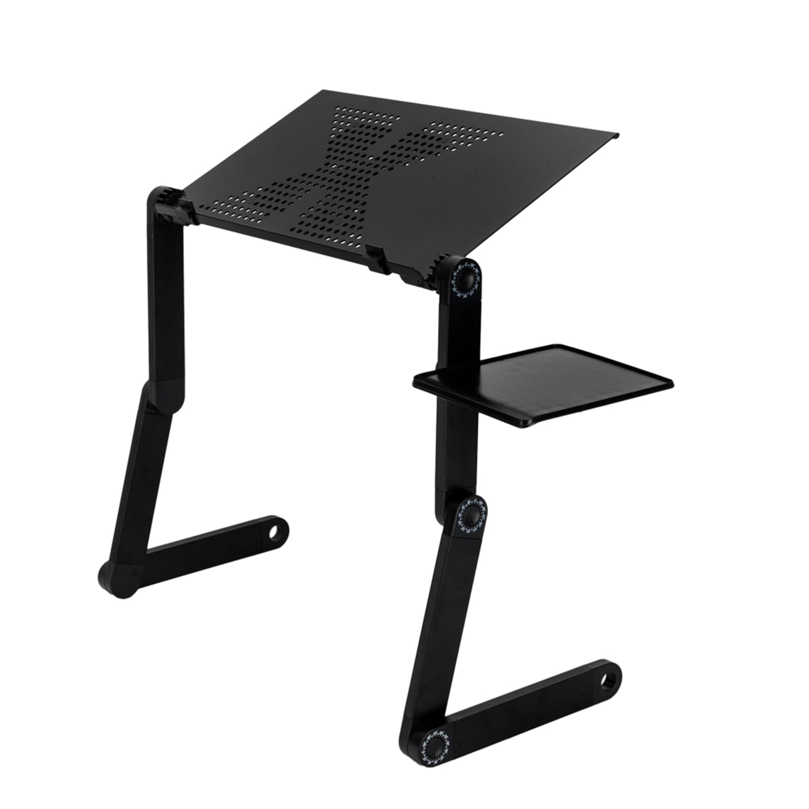 360-Degree Rotation Portable Folding Table with Fan & Mouse, Black