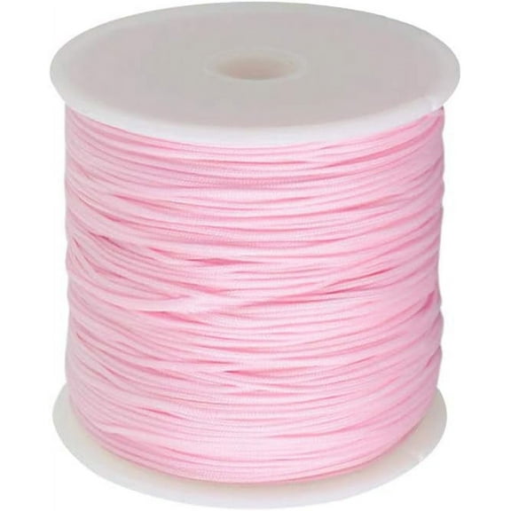 1 Roll 109 Yards Nylon Jewelry Thread Cord 0.8mm Chinese Knotting Beading Cord for DIY Jewellery Making Macrame Kumihimo Shamballa Bracelet - Pink