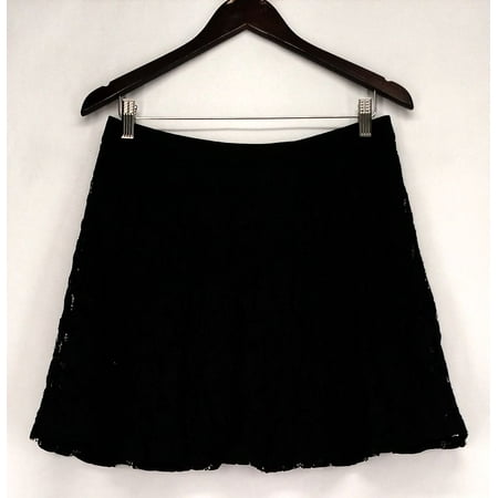As U Wish Skirt Sz 11 Lace Overlay Zipper Back Solid Waist Black