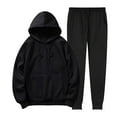 thumbnail image 2 of Txeol Men Fleece Jogging Suits Sets Solid Color Drawstring Sweatshirt Hoodies and Elastic Waist Drawstring Pants with Pockets Lightweight Outdoor Trachsuits L,Black, 2 of 9